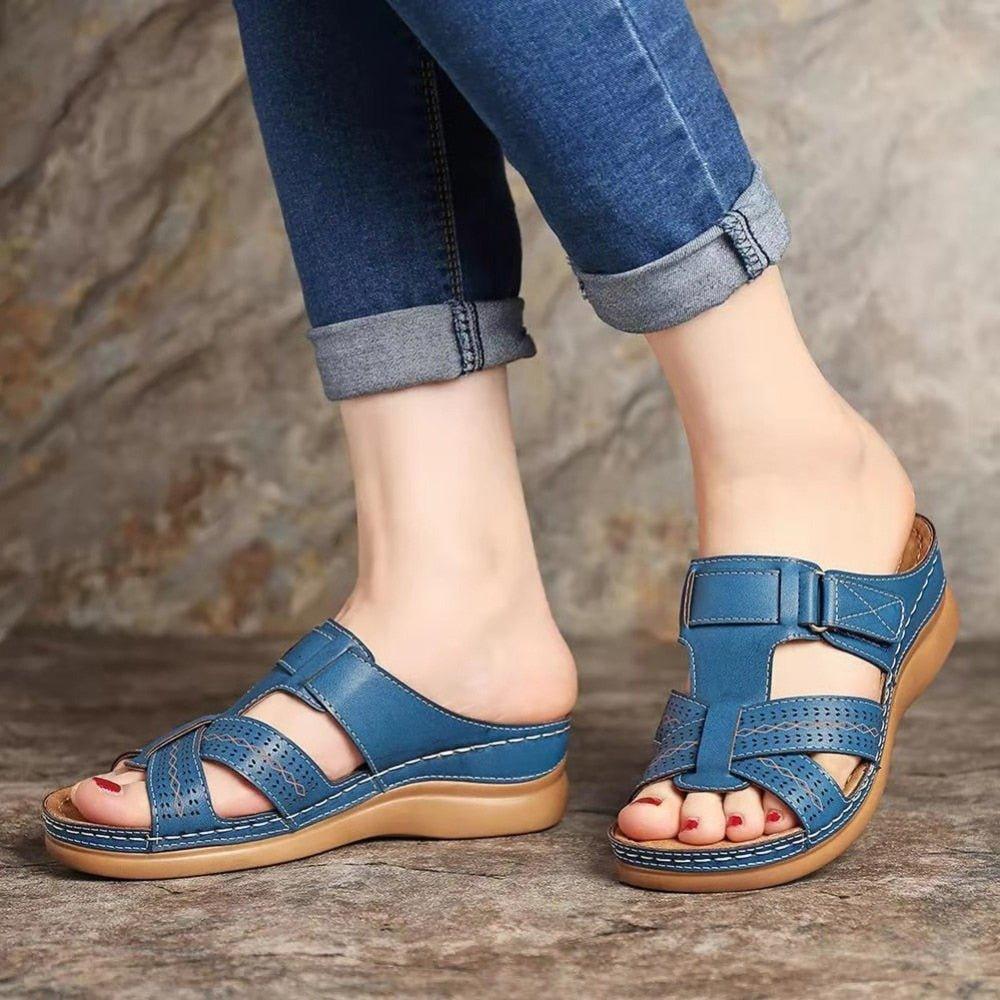 Orthopedic Extra Wide Fit Wedge Sandals - Blissful Shoes