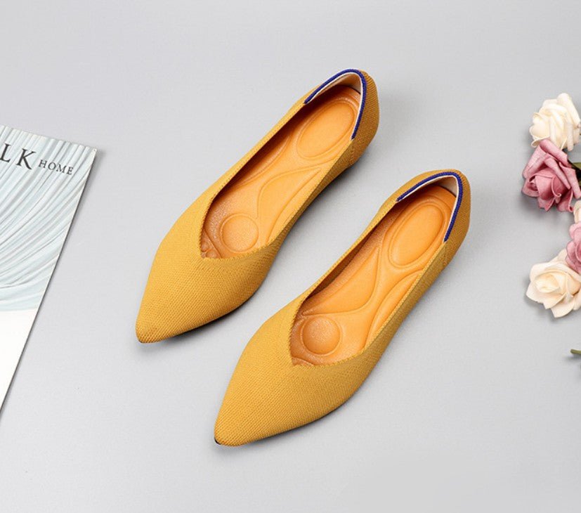 Pointed Wide Toe Box Ballet Flats for Bunions - Blissful Shoes