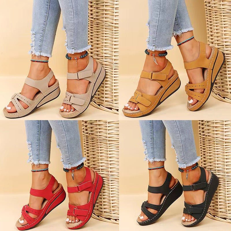 Wedge Heel Soft Thick Bottom Sandals - Blissful Shoes