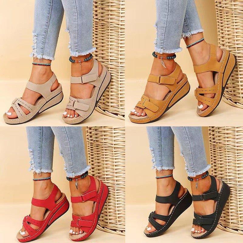 Wedge Heel Soft Thick Bottom Sandals - Blissful Shoes