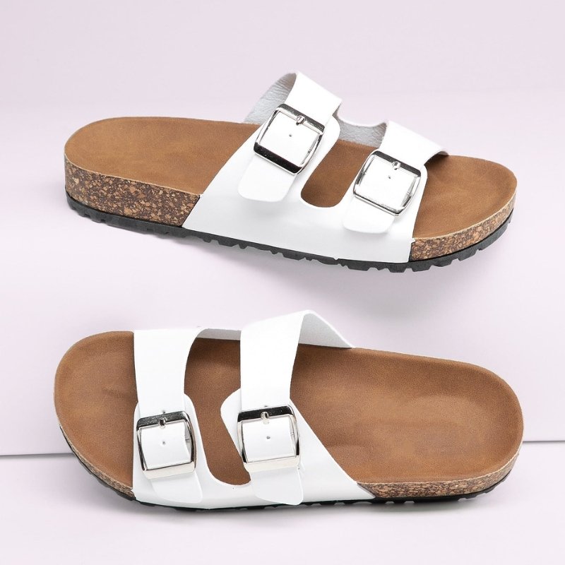 Double Buckle Footbed Sandals for Bunions and Wide Feet - ComfyFootgear