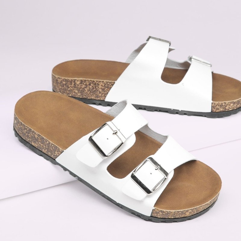 Double Buckle Footbed Sandals for Bunions and Wide Feet - ComfyFootgear