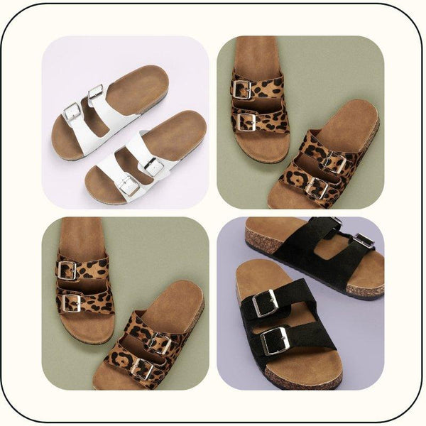 Double Buckle Footbed Sandals for Bunions and Wide Feet Blissful Shoes