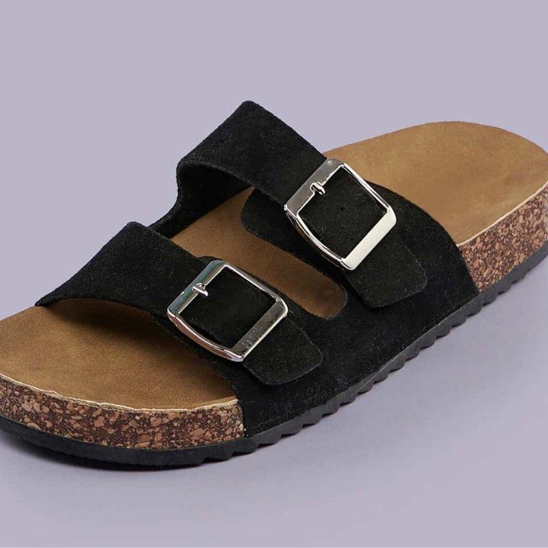 Double Buckle Footbed Sandals for Bunions and Wide Feet - ComfyFootgear