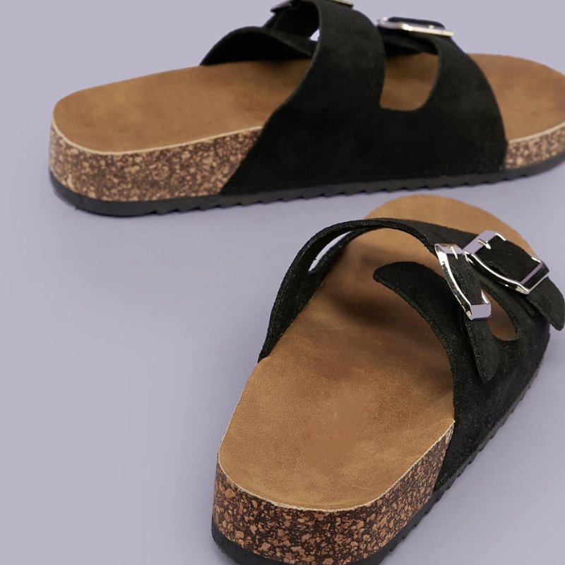 Double Buckle Footbed Sandals for Bunions and Wide Feet - ComfyFootgear