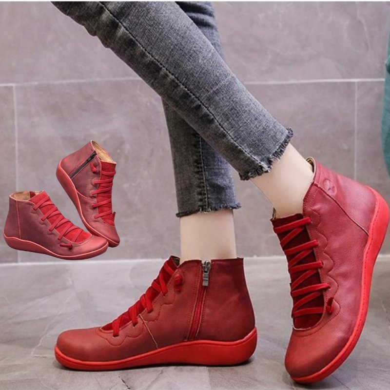 Round Toe Zipper Casual Ankle Boots for Bunions - Bunion Free