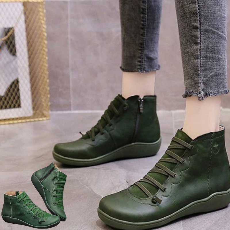 Round Toe Zipper Casual Ankle Boots for Bunions - Bunion Free