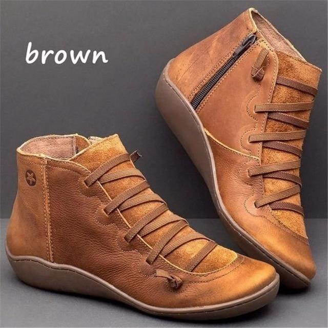 Round Toe Zipper Casual Ankle Boots for Bunions - Bunion Free