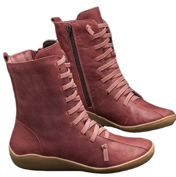 Round Toe Zipper Casual High Boots for Bunions - ComfyFootgear