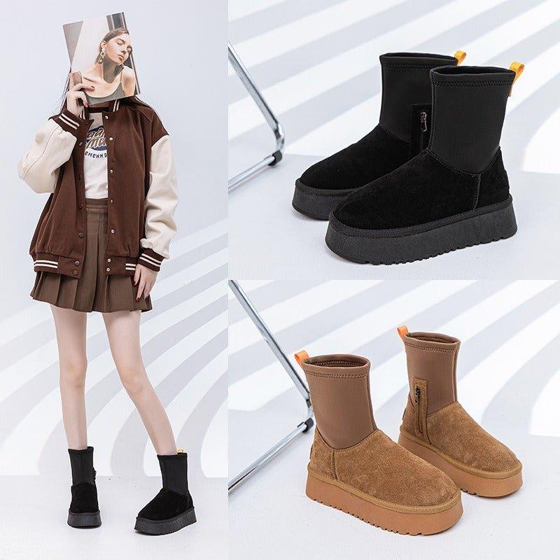 Versatile Winter Pencil Boots with Side Zipper - ComfyFootgear